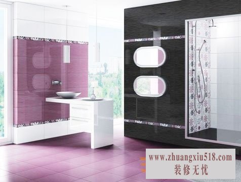 浪漫紫色系瓷砖卫生间装修效果图