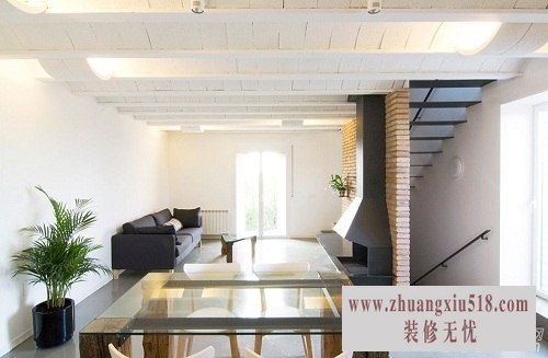 简洁古朴一居室 清新别墅家 别墅装修,一居室装修,90平米装修,富裕型装修,简约风格,客厅,餐厅,餐桌,沙发,茶几,吊顶