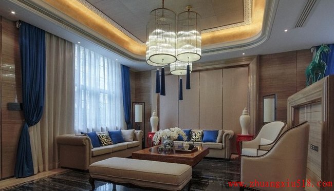 中建梅溪湖别墅《豪笙印溢》现代简约500平米别墅LOFT现代简约客厅装修效果图设计欣赏