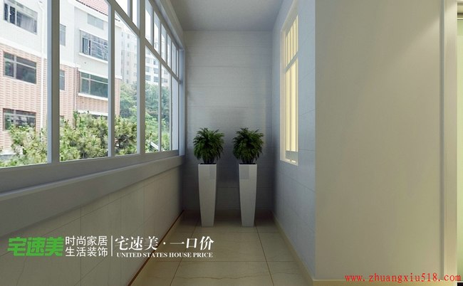 海顿公馆新中式装修效果图 三室两厅新中式阳台装修效果图设计欣赏