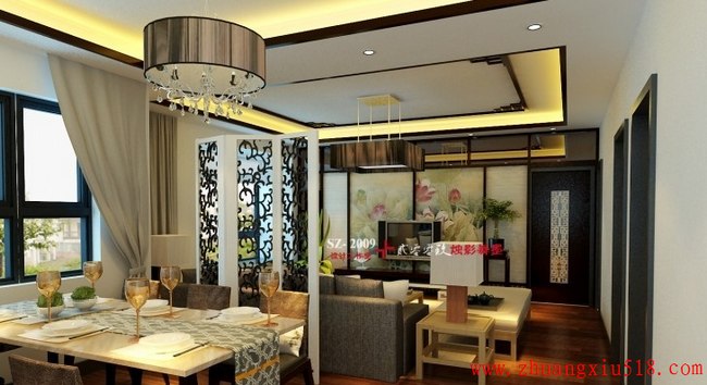 现代中式风格餐厅吊顶效果图大全最新图片
